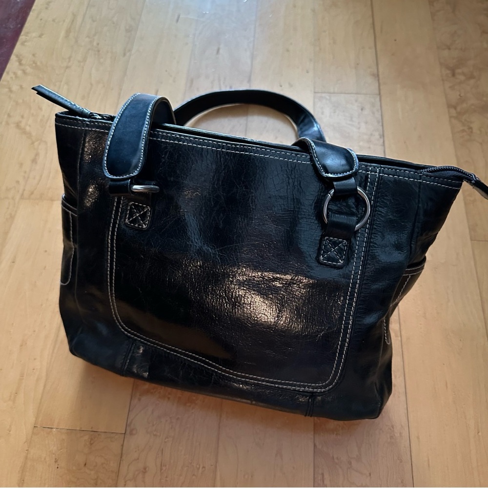 Hillard & Hanson Leather Bag Black